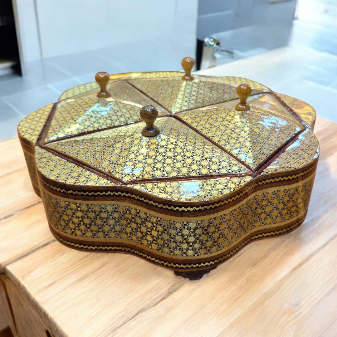 شکلاتخوری چوبی خاتم کاری اصفهان ۴ خانه در دار