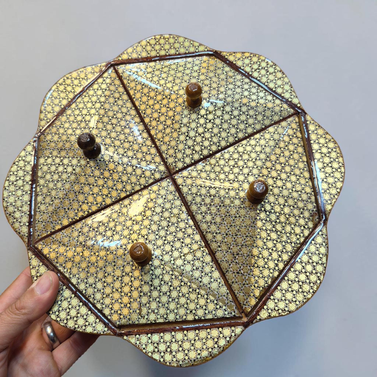 شکلاتخوری چوبی خاتم کاری اصفهان ۴ خانه در دار